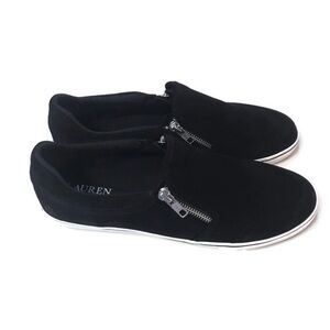 Ralph Lauren black suede "Jeorgia" slip ons